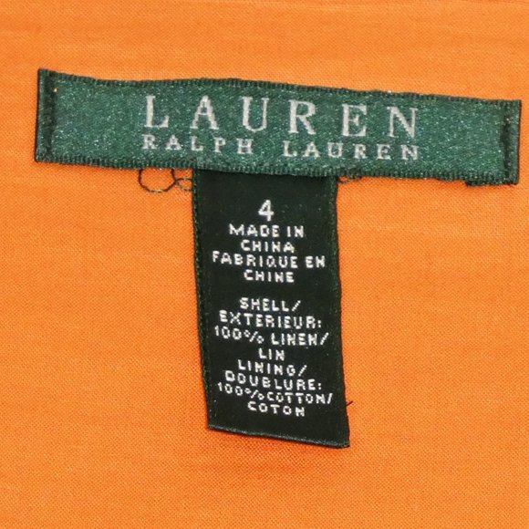 LAUREN Ralph Lauren Fit and Flare Orange Linen Skirt Size 4 - Picture 8 of 9